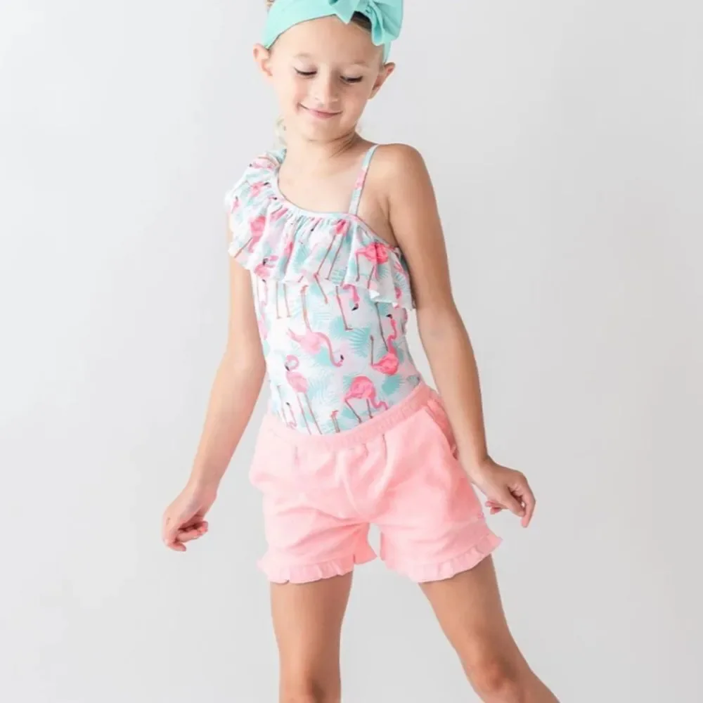 Ruffle Butts One Shoulder Ruffle One Piece Vibrant Flamingo 4T NWT in‎ packaging